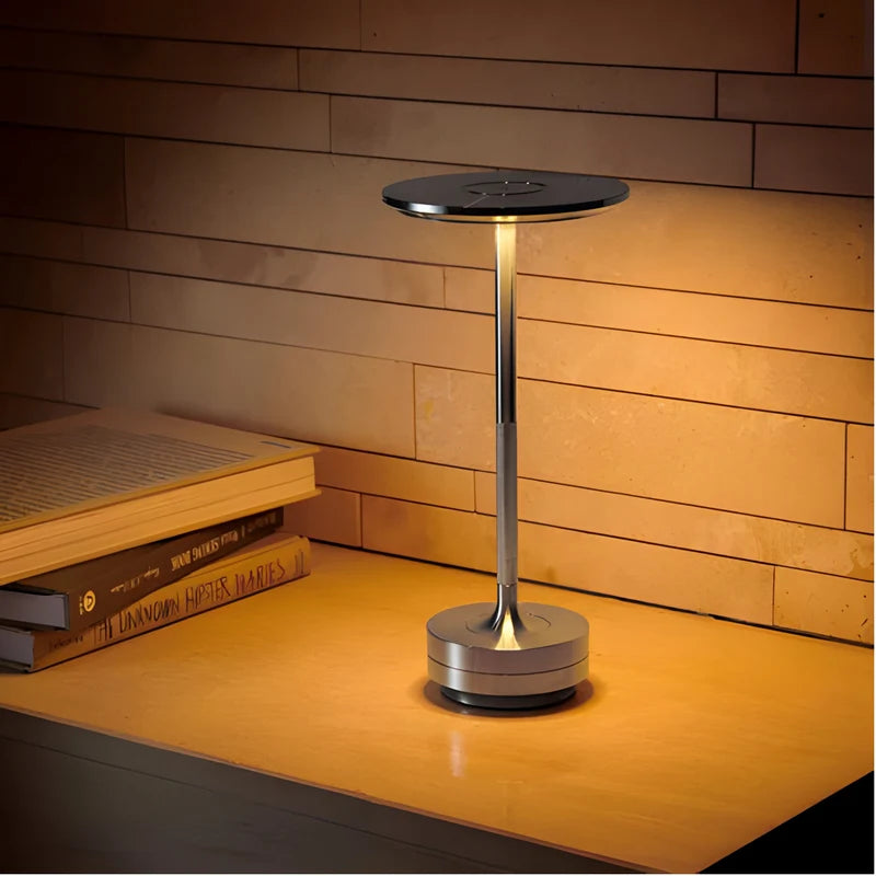Lumpinio - Rechargeable LED Table Lamp with Disc Light Head and Metal Base