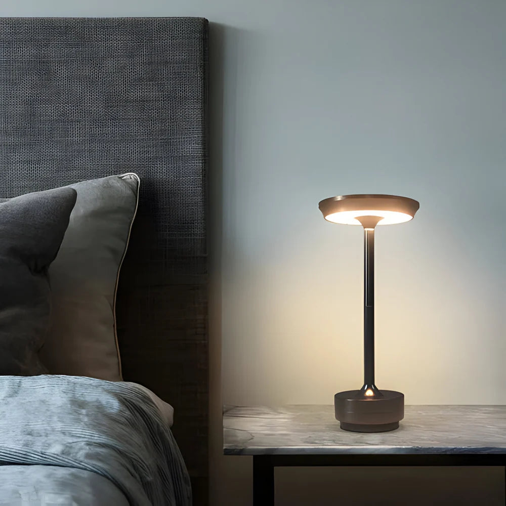 Lumpinio - Rechargeable LED Table Lamp with Disc Light Head and Metal Base